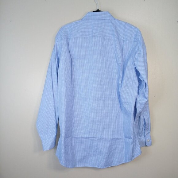 JOS A BANKS MENS BUTTON DOWN, TAYLORED FIT, BLUE AND WHITE CHECKED, SIZE 16 1\2 - Picture 4 of 5